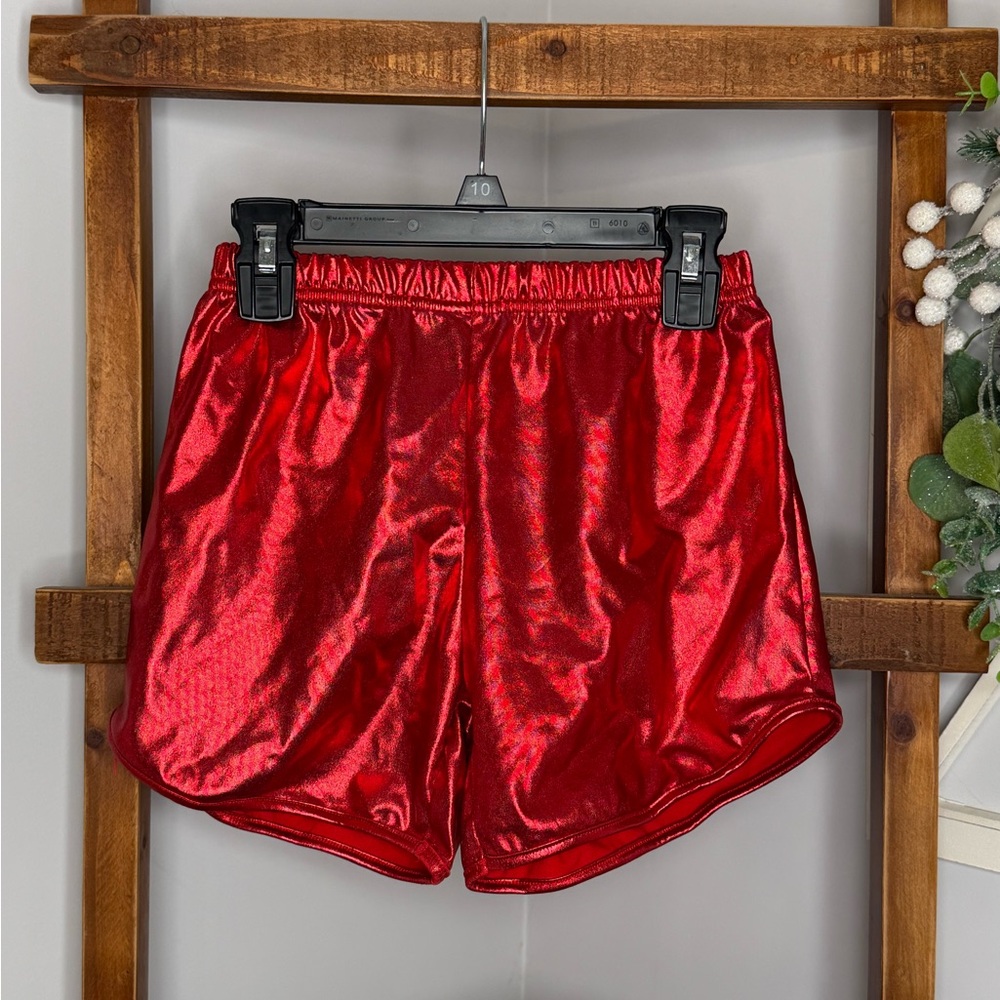 Shiny Red Girls Shorts
